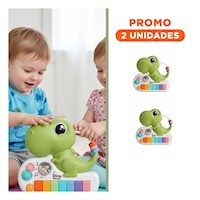 Pack2 Teclado Musical Dinosaurio Infantil 17.5 cm Verde con Luces y Sonido