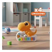 Pack4 Teclado Interactivo Dinosaurio para Ninos 17.5 cm Amarillo Musical