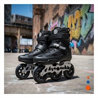 Calzado Patines Lineal Pro Ollie Negro T44 con Broches de Presion Seguros Y+Regalo Sticker