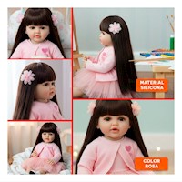 Muñeca de Juego Inteligente con Vestido Tull y Chompa Tejida Corazon Rosado 55cm Y+Post It