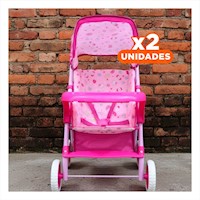Pack2 Paseador para Muñeca de Juego con Diseño Caramelos Rosado 68cm Y+Regalo Sticker