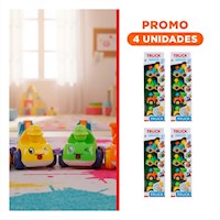 Pack4 Camiones Infantiles de Construccion Truck Multicolor Set 4 para Casa Y+Regalo Sticker