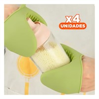 Pack4 Manos de Silicona Verde para Cocina y Hogar 7,3x9,5cm