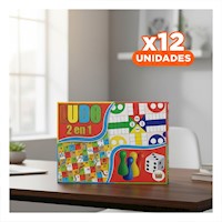 Pack12 Kit de Mesa Ludo 2 en 1 Tradicional para Diversion en Casa