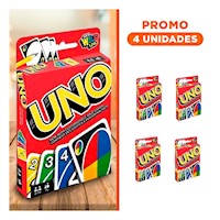 Pack4 Baraja UNO Juego de Cartas para Diversion Familiar y Social Y+Regalo Sticker