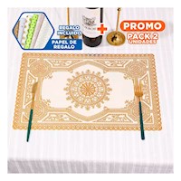 Pack2 Mantel Moderno Dorado con Mandala para Decoración de Casa Y+Papel Regalo
