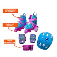 Articulo Patines Kids Ollie Celeste y Lila T31-34 con Casco Gran Acabado Y+Ligas Regalo