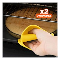 Pack2 Accesorios Manoplas de Silicona Amarillo para Cocina y Hogar 7,3x9,5cm Y+Regalo Sticker