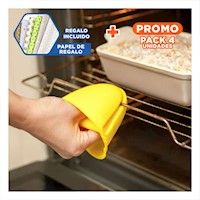 Pack4 Manos Protectores de Silicona Amarillo para Uso Diario en Casa 7,3x9,5cm Y+Papel Regalo