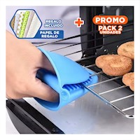 Pack2 Accesorios Cubiertos de Silicona Celeste para Preparar Comida 7,3x9,5cm Y+Papel Regalo