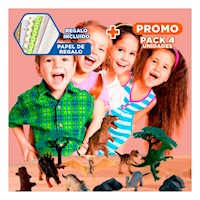 Pack4 Grupo De Dinosaurios Con Huevo y Accesorios En Bolsa Para Juego Y+Papel Regalo