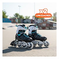 Pack2 Articulo Patines Urbanos Ollie Celeste y negro Talla L Y+Regalo Sticker