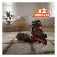 Pack2 Implemento Patines Urbanos Ollie Rojo y negro Talla L para la Ciudad Y+Papel Regalo