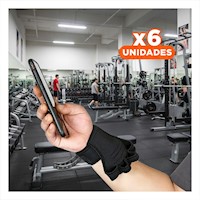 Pack6 Calleras para Gym L con Palma de Latex Negro Y+Papel Regalo