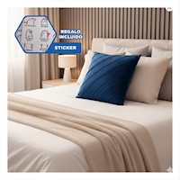 Cubierta Decorativa de Terciopelo Azul que Integra Rayas Diagonales de 45cm Y+Regalo Sticker