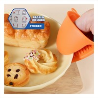 Cubiertos Accesorios de Silicona Naranja para Manipular Alimentos 7,3x9,5cm Y+Regalo Sticker