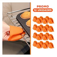 Pack12 Manos Cocina de Silicona Naranja para Hogar y Comida 7,3x9,5cm Y+Regalo Sticker