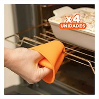 Pack4 Manos de Silicona Naranja para Cocina y Hogar 7,3x9,5cm