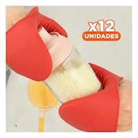 Pack12 Protecciones Cocina de Silicona Rojo para Uso Diario en Hogar 7,3x9,5cm