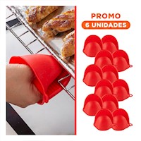 Pack6 Manos Accesorios de Silicona Rojo para Cocina y Hogar 7,3x9,5cm