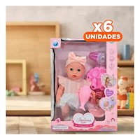 Pack6 Companera Infantil con Vestido y Lazo Accesorios Rosado para Juego Y+Regalo Sticker