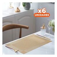 Pack6 Accesorio Decorativo Dorado Rectangular 30x45 cm para Mesa Moderna Y+Regalo Sticker