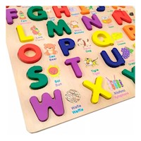 Juego Didactico de Abecedario en Madera con Letras Mayusculas Enca jables Educativo