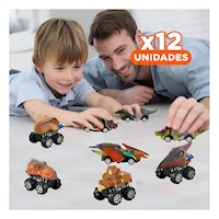 Pack12 Pack Dino Set 4 y 2 Carro y Moto para Niños Aventuras en Casa