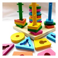 Juego Didactico para Encajar Figuras Multicolor con Piezas de Madera para Hogar