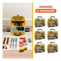 Pack6 Juguete Herramientas 2 en 1 en Lonchera para Niños
