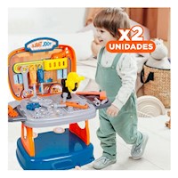 Pack2 Caja de Juguete Herramientas Maleta en Caja para Diversion en Casa Y+Regalo Sticker