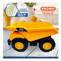 Pack12 Maquina de Juguete Chato Diagonal 15x25cm Amarillo para Ninos Y+Papel Regalo