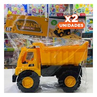 Pack2 Camion de Construccion con Puerta Abatible 19,5x29cm Amarillo Y+Regalo Sticker