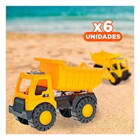 Pack6 Vehiculo Amarillo con Accion de Descarga 19,5x29cm Juego Y+Regalo Sticker
