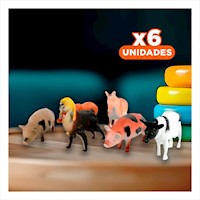 Pack6 Juego Clasico de Animales de Granja Domestico en Bolsa para Casa Y+Regalo Sticker