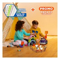 Pack12 Set de Animales Granja 10 para Niños Creativo y Divertido Y+Papel Regalo