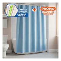 Pack12 Proteccion Celeste con Patron Triangulos para Ducha 180x180cm Y+Papel Regalo