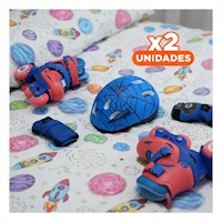 Pack2 Implemento Patines Kids Ollie Azul y rojo T31-34 con Casco para Trucos Y+Papel Regalo