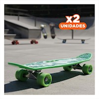 Pack2 Skate de 58.5x16cm Verde Diseno Hojas con Grip de Alta Traccion Y+Regalo Sticker
