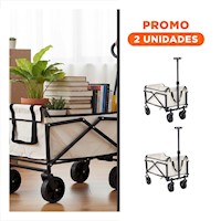 Pack2 Remolque plegable compacto 67x70x39cm resistente y facil de usar