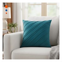 Cubierta de Terciopelo con Rayas Diagonales en Color Verde Azulado para Espacios de Descanso