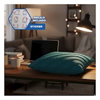 Cubierta Decorativa de Terciopelo Verde Azulado que Integra Rayas Diagonales Y+Regalo Sticker