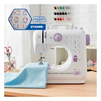 Cosedora enfocada en Costura Basica con Estructura Chica Color Blanco Y+Regalo Sticker