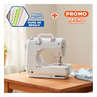 Pack2 Maquina de Coser con Enfoque Practico para Hogar Color Blanco Y+Papel Regalo