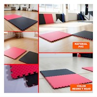 Piso Multifuncional Para Fitness Negro Y Rojo