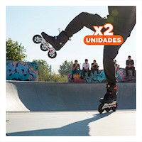 Pack2 Equipo Patines Lineal Pro Ollie Rojo y negro T43 para Salidas de Verano Y+Regalo Sticker