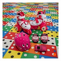 Calzado Patines Kids Ollie Rosado y Blanco T31-34 con Casco Diseno Moderno Y+Regalo Sticker
