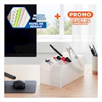 Pack12 Estructura de Uso Diario sobre Mesa Blanco Transparente Y+Papel Regalo