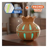 Pack2 Humificador con Forma de Flor 12x11cm Color Madera Claro Y+Papel Regalo