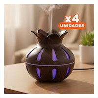 Pack4 Humificador para Interior con Forma de Flor Color Marron y Medidas 12x11cm